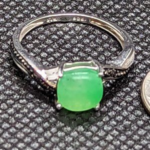 Green Apatite Cabochon Ring